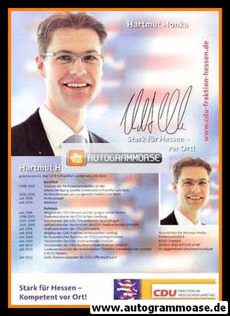 Autogramm Politik | CDU | Hartmut HONKA | 2010er (Lebenslauf) 1