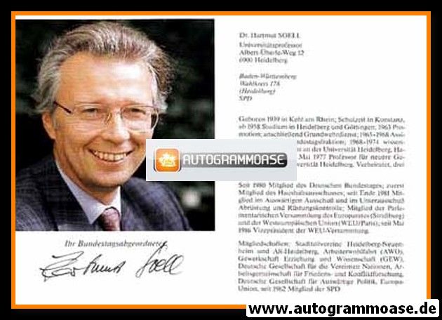 Autogramm Politik | SPD | Hartmut SOELL | 1990er (Portrait Color)