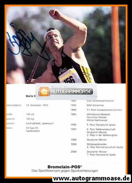 Autogramm Speerwurf | Boris HENRY | 2000 (Bromelain-POS)