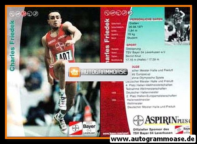 Autogrammkarte Dreisprung | Charles FRIEDEK | 1999 (Bayer Leverkusen)
