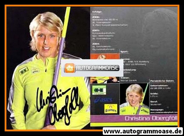 Autogramm Speerwurf | Christina OBERGFÖLL | 2006 (Portrait Color Asics) OS-Silber