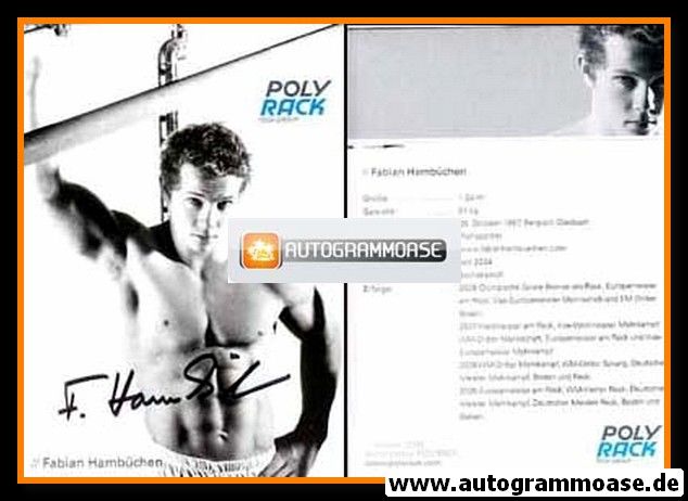 Autogramm Turnen | Fabian HAMBÜCHEN | 2008 (Portrait SW Poly Rack) OS-Gold