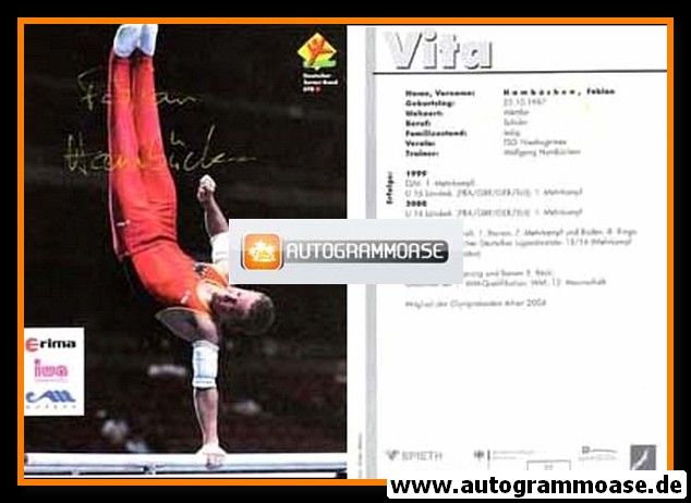 Autogramm Turnen | Fabian HAMBÜCHEN | 2003 (Wettkampf Color DTB) OS-Gold