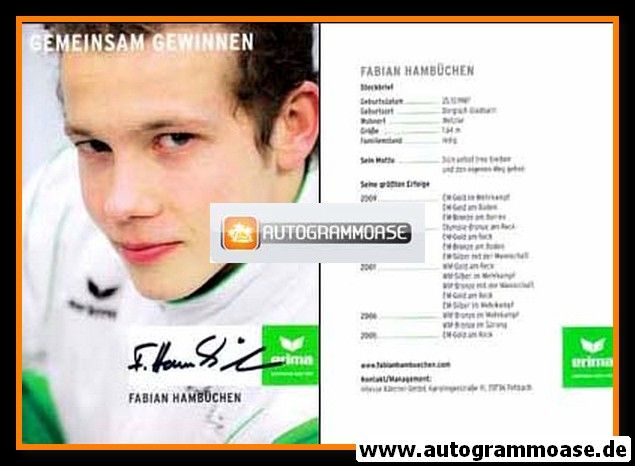 Autogramm Turnen | Fabian HAMBÜCHEN | 2009 (Portrait Color Erima) OS-Gold