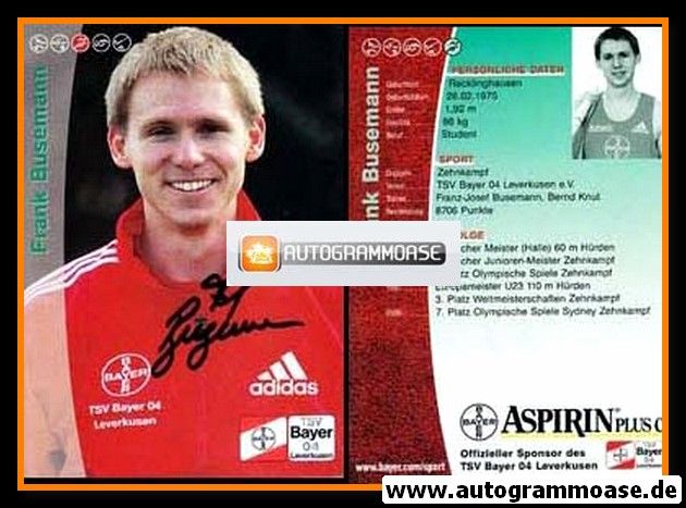 Autogramm Zehnkampf | Frank BUSEMANN | 2000 (Portrait Bayer 04 1) OS-Silber