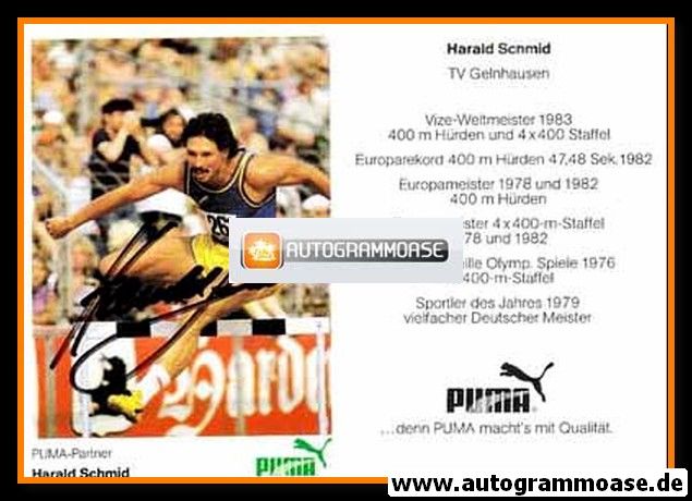 Autogramm Sprint | Harald SCHMID | 1980er (Rennszene Puma) OS-Bronze