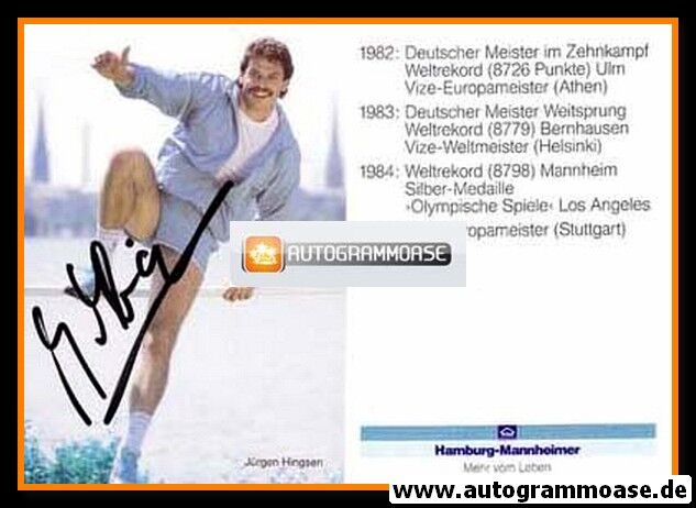 Autogramm Zehnkampf | Jürgen HINGSEN | 1980er (Portrait Color HM) OS-Silber