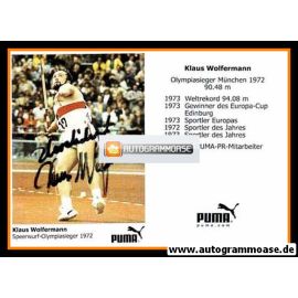 Autogramm Speerwurf | Klaus WOLFERMANN | 1980er (Wurfszene Color Puma) OS-Gold