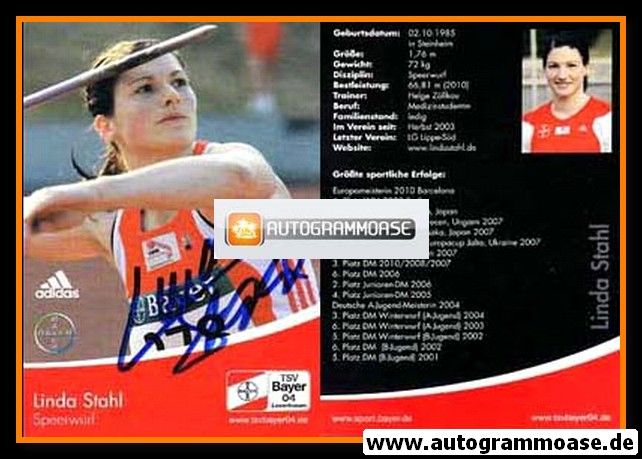 Autogramm Speerwurf | Linda STAHL | 2010 (Bayer Leverkusen)