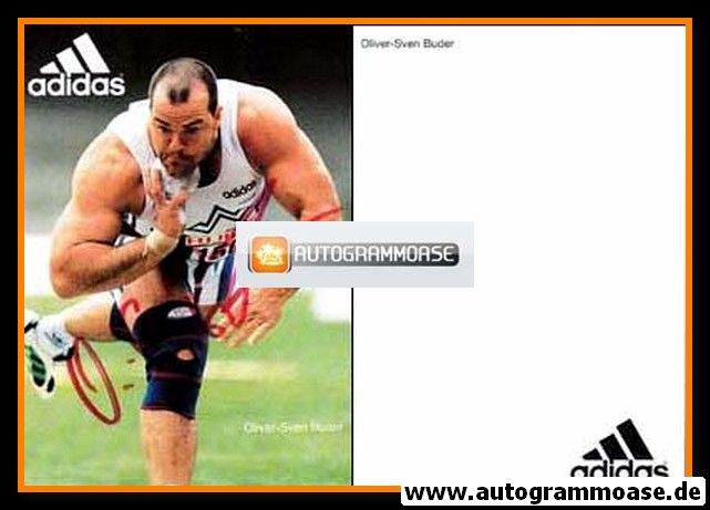 Autogramm Kugelstossen | Oliver-Sven BUDER | 1990er (Stossszene Adidas)