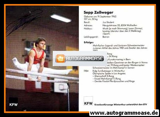 Autogramm Turnen | Sepp ZELLWEGER | 1984 (KFW)