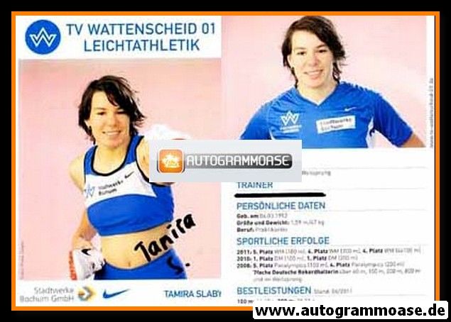 Autogramm Paralympics | Sprint | Tamira SLABY | 2011 (TV Wattenscheid 01)