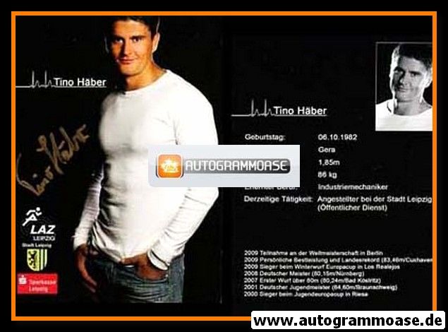 Autogramm Speerwurf | Tino HÄBER | 2009 (LAZ Leipzig)