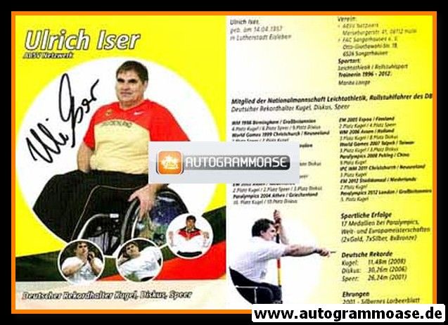 Autogramm Paralympics | Mehrkampf | Ulrich ISER | 2011 (Collage)