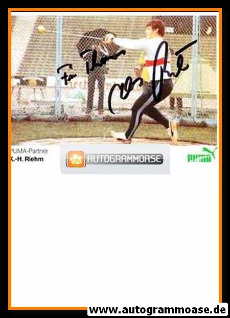 Autogramm Hammerwurf | Karl-Hans RIEHM | 1980er (Puma)