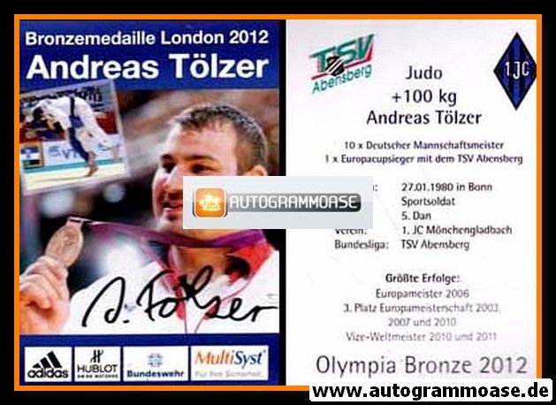 Autogramm Judo | Andreas TÖLZER | 2012 (Portrait Color) OS-Bronze
