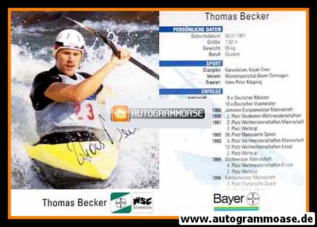 Autogramm Kanu | Thomas BECKER | 1996 (WSC Dormagen)