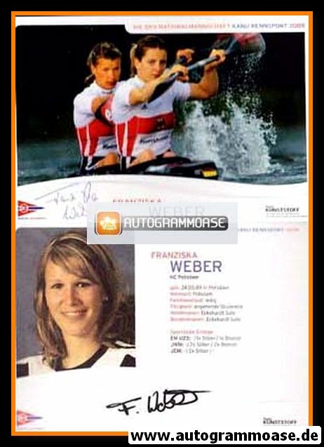 Autogramm Kanu | Franziska WEBER | 2009 (DKV)