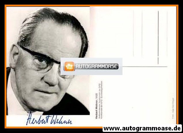 Autogramm Politik | SPD | Herbert WEHNER | 1960er Druck (Portrait SW) Derchinger