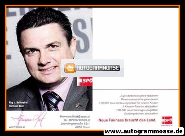 Autogramm Politik | Österreich (SPÖ) | Hermann KRIST | 2000er (Portrait Color)