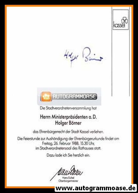 Autogramm Politik | SPD | Holger BÖRNER | 1988 (Ehrenbürger)
