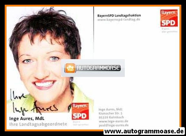 Autogramm Politik | CSU | Inge AURES | 2010er (Portrait Color) 1