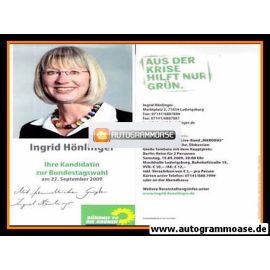 Autogramm Politik | GRÜNE | Ingrid HÖNLINGER | 2009 (Bundestagswahl)