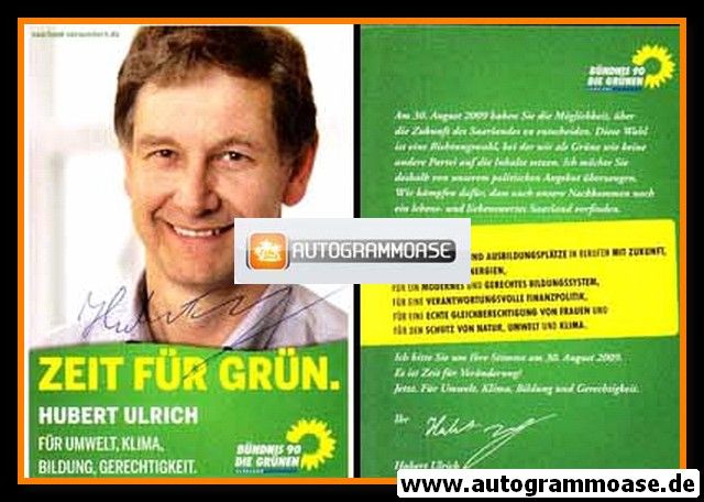 Autogramm Politik | GRÜNE | Hubert ULRICH | 2009 (Landtagswahl)