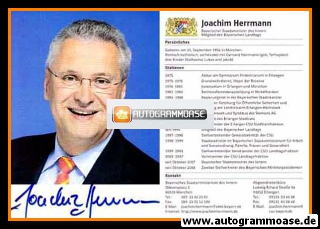 Autogramm Politik | CSU | Joachim HERRMANN | 2000er (Lebenslauf) 2