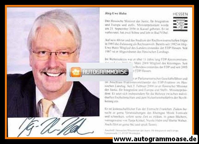 Autogramm Politik | FDP | Jörg-Uwe HAHN | 2000er (Portrait Color)