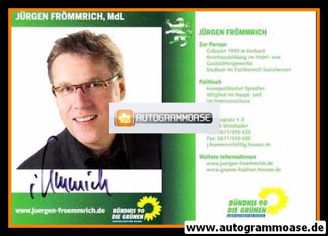 Autogramm Politik | GRÜNE | Jürgen FRÖMMRICH | 2010er (Portrait Color) 1