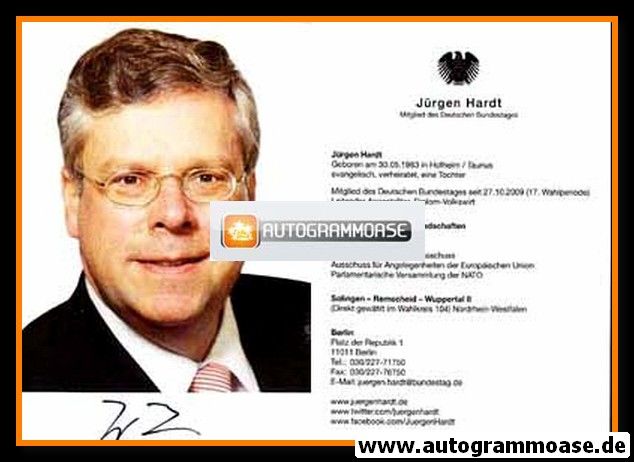 Autogramm Politik | CDU | Jürgen HARDT | 2010er (Portrait Color) 2