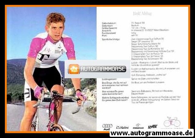 Autogrammkarte Radsport | Rolf ALDAG | 1996 (Rennszene Color Telekom)