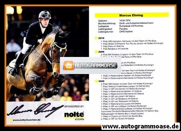 Autogramm Reiten | Marcus EHNING | 2010 (Sprungszene Color Nolte) OS-Gold