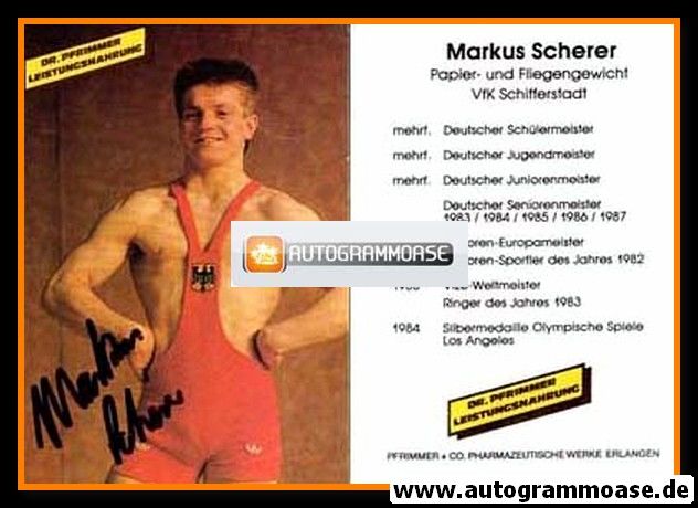 Autogramm Ringen | Markus SCHERER | 1984 (Portrait Color Pfrimmer) OS-Silber