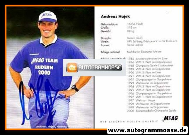 Autogramm Rudern | Andreas HAJEK | 2000 (Portrait Color MEAG) OS-Gold