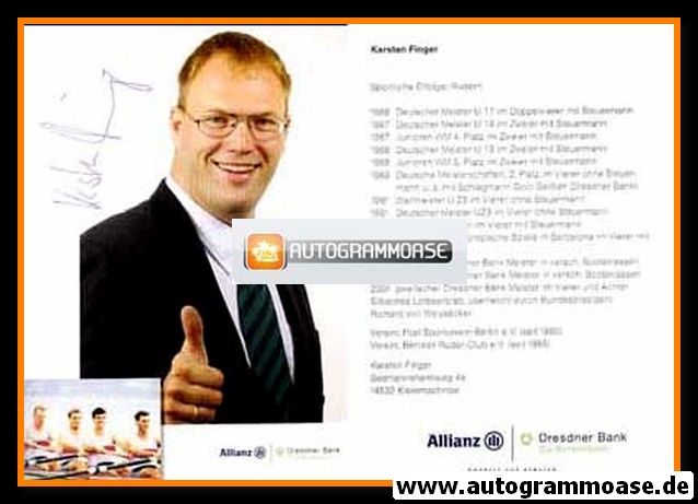 Autogramm Rudern | Karsten FINGER | 2010er (Allianz)