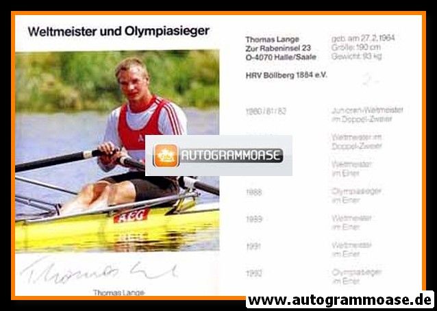 Autogramm Rudern | Thomas LANGE | 1990er (Portrait Color)