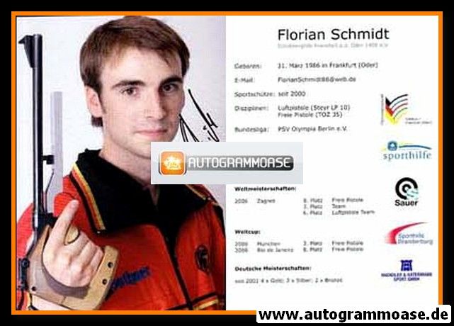 Autogramm Schiessen | Florian SCHMIDT | 2008 (Portrait Color)