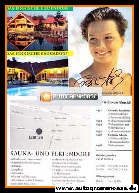 Autogramm Schwimmen | Franziska VAN ALMSICK | 1998 (Portrait Color) Leuthen OS-Silber