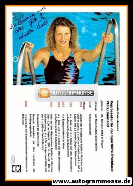 Autogramm Schwimmen | Kornelia ENDER | 1990er (Portrait Color Sporthilfe) OS-Gold DDR