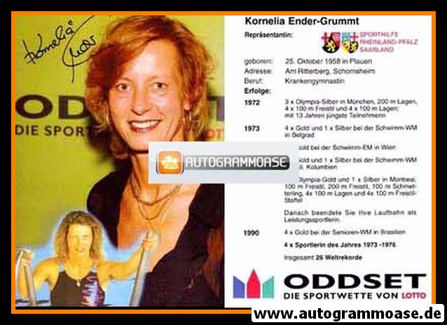 Autogramm Schwimmen | Kornelia ENDER | 1990er (Portrait Color Oddset) OS-Gold DDR