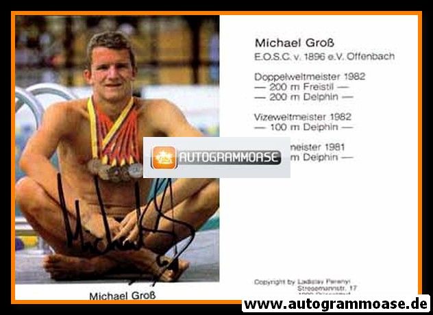 Autogramm Schwimmen | Michael GROSS | 1980er (Portrait Color Medaillen) OS-Gold