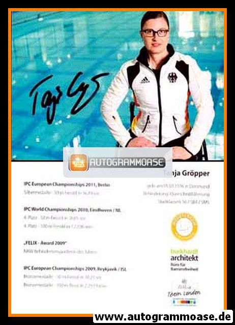Autogramm Paralympics | Schwimmen | Tanja GRÖPPER | 2011 (Portrait Color)