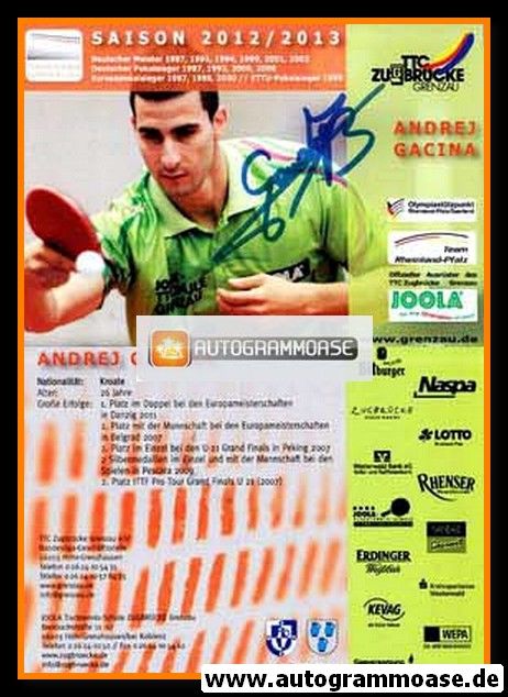 Autogramm Tischtennis | TTC Zugbrücke Grenzau | 2012 | Andrej GACINA
