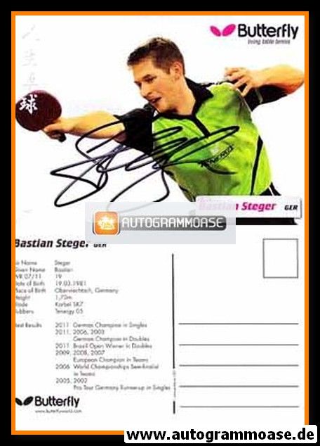 Autogramm Tischtennis | Bastian STEGER | 2011 (Butterfly)