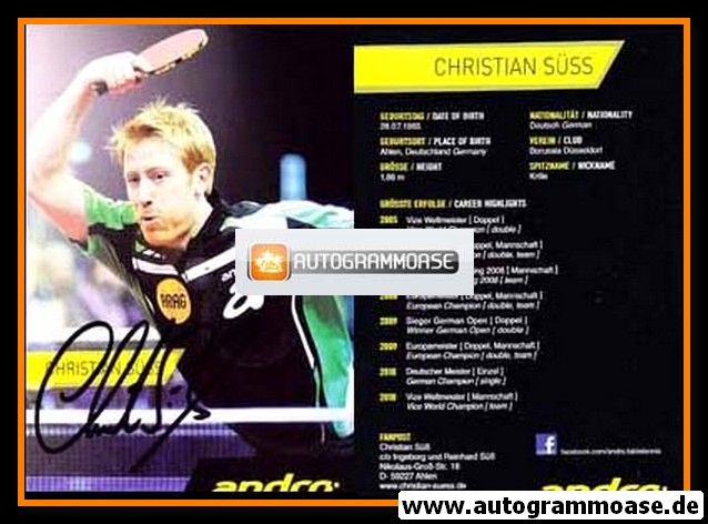 Autogramm Tischtennis | Christian SÜSS | 2010 (Andro)