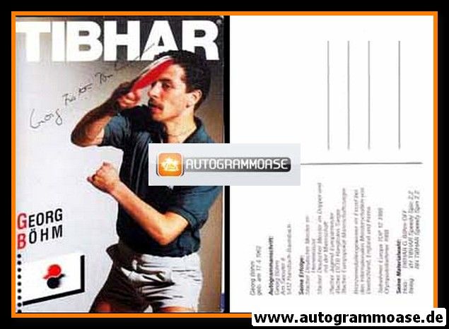 Autogramm Tischtennis | Georg BÖHM | 1980er (Spielszene Color) Tibhar