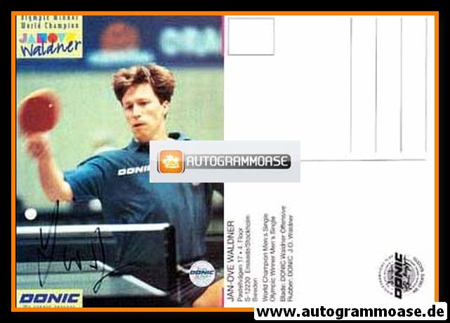 Autogramm Tischtennis | Jan-Ove WALDNER | 1990er (Spielszene Color) Donic OS-Gold