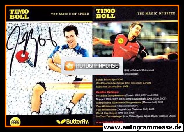 Autogramm Tischtennis | Timo BOLL | 2008 (ARAG Butterfly)